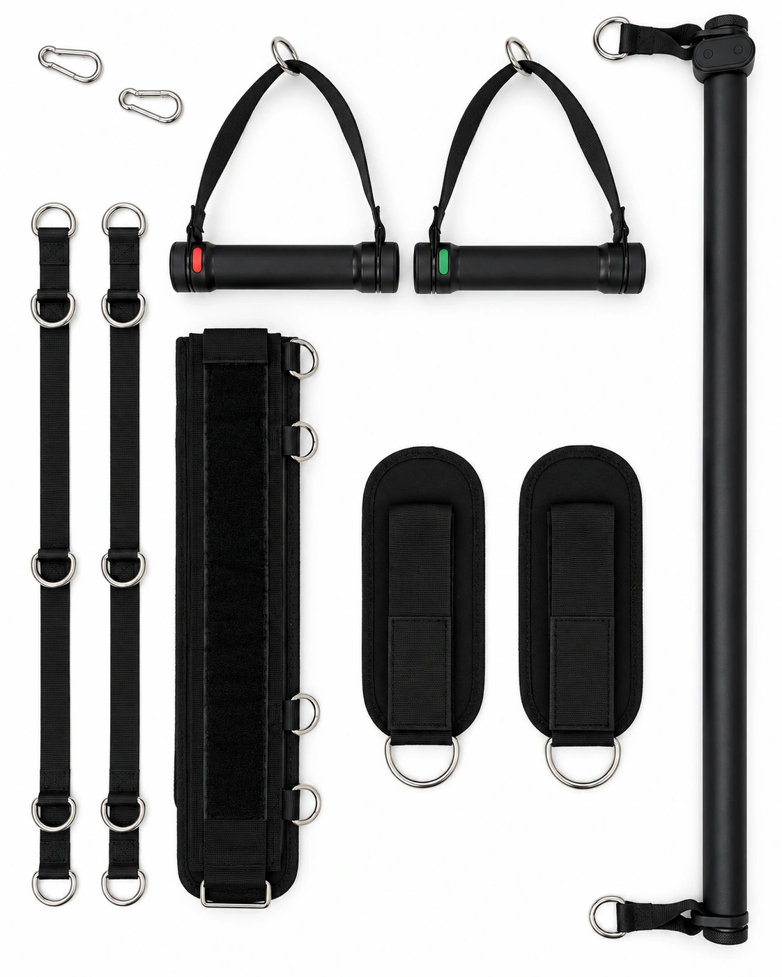 Accessoires réels de la P-Tech photographiés sur fond clair