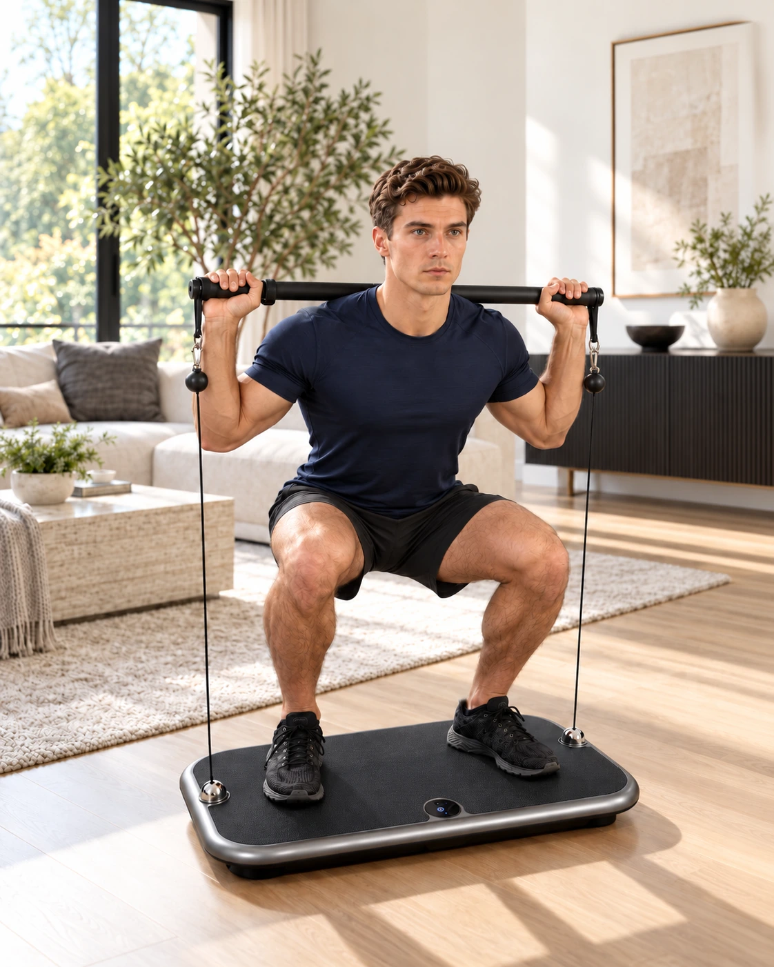 Squat avec résistance sur la plateforme P-Tech